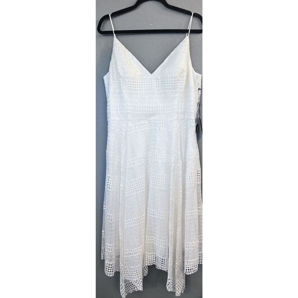Adrianna Papell Dress Size 16 Ivory Lace NWT Handkerchief‎ Skirt $249 MSRP Fairy